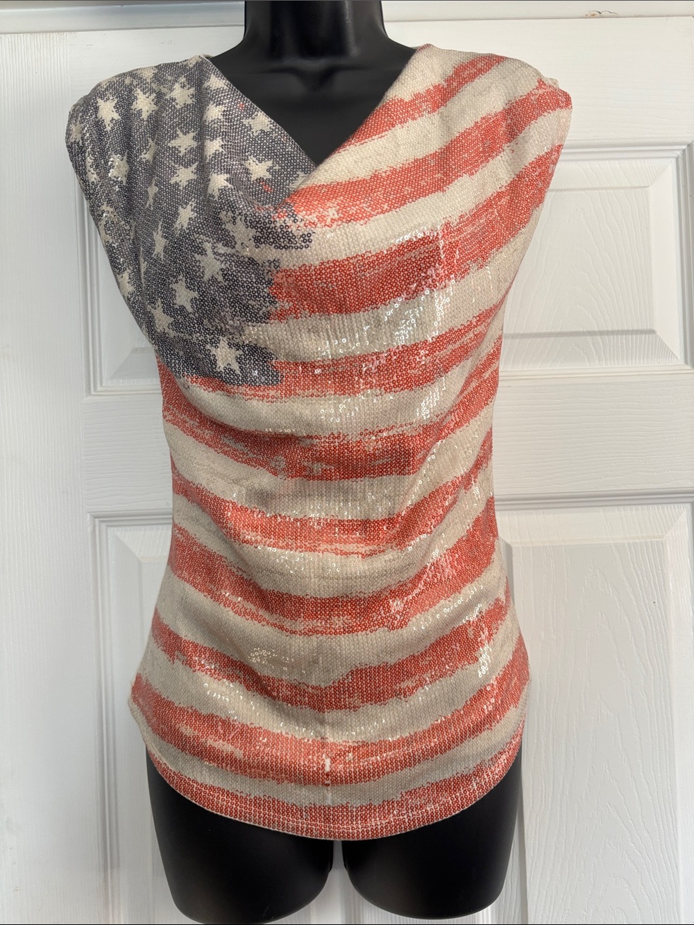 INC Petite sequin American flag shirt